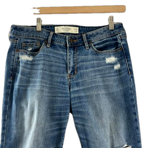 Abercrombie and Fitch Low-Rise Distressed Straight-Leg Jeans